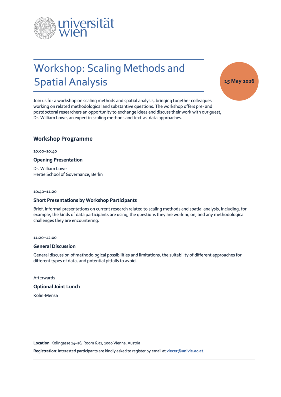 Workshop Programme